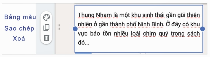 Bảng chọn tắt để sao chép, xóa đối tượng được chọn (Ảnh Sách KNTT)