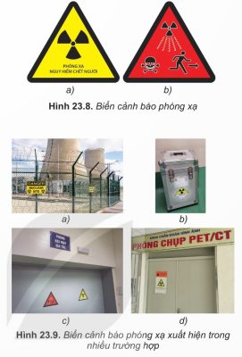 Biển cảnh báo phóng xạ (Hình 23.8, 23.9)
