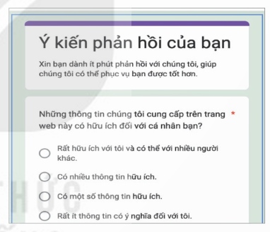 Biểu mẫu trong trang web (Ảnh Sách KNTT)
