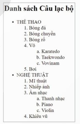 Danh sách các câu lạc bộ (Ảnh Sách KNTT)