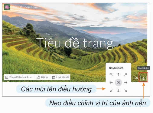 Điều chỉnh vị trí của ảnh nền (Ảnh Sách KNTT)