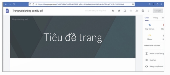 Giao diện tạo trang web mới (Ảnh Sách KNTT)