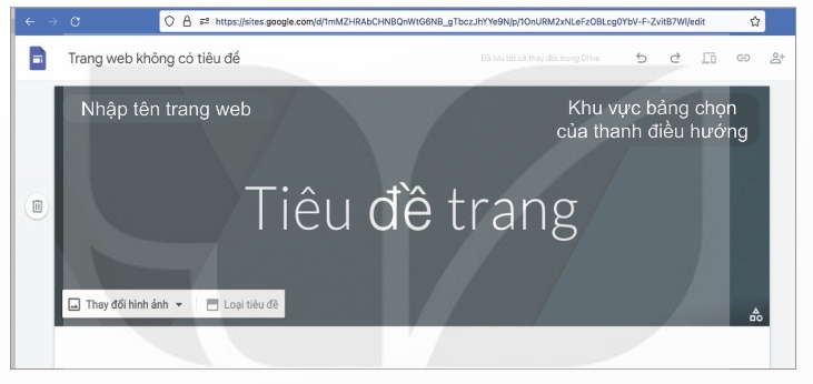 Giao diện thiết lập phần đầu trang (Ảnh Sách KNTT)