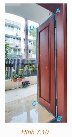Cánh cửa với mép bản lề AB vuông góc với sàn nhà