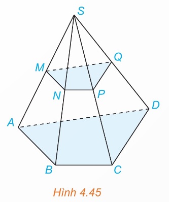 Hình chóp S.ABCD với M, N, P, Q là trung điểm (Ảnh Sách KNTT)