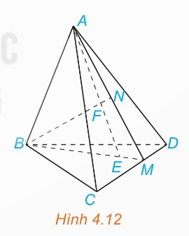 Hình tứ diện ABCD với điểm E trong tam giác BCD
