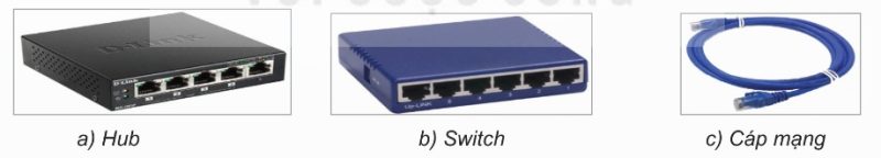 Hub, switch và cáp mạng (Ảnh Sách KNTT)