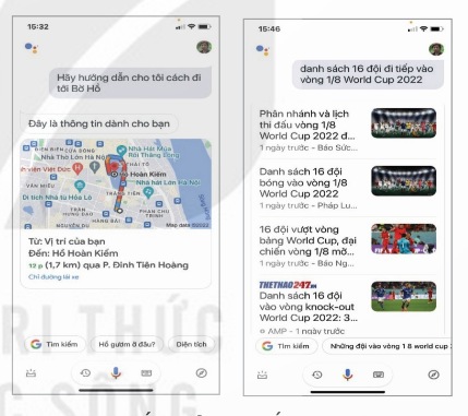 Kết quả tìm kiếm và trò chuyện với Google Assistant