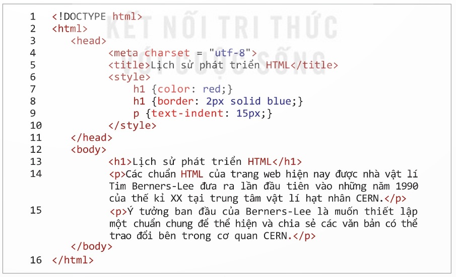 Mã nguồn của trang web (Ảnh Sách KNTT)