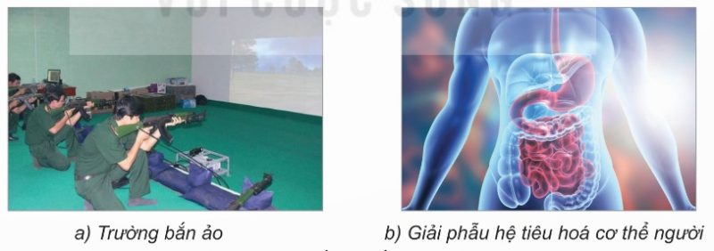 Một số hệ thống mô phỏng (Trường bắn ảo và Giải phẫu hệ tiêu hóa) (Ảnh Sách KNTT)
