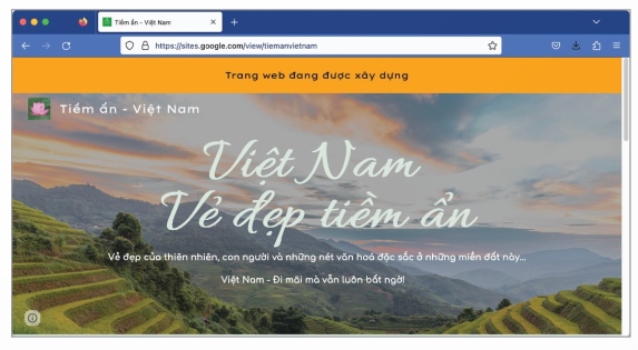 Phần đầu trang web "Việt Nam - vẻ đẹp tiềm ẩn" (Ảnh Sách KNTT)