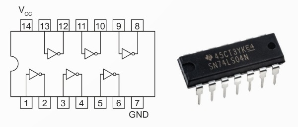 Sơ đồ chân và IC tích hợp 6 cổng NOT