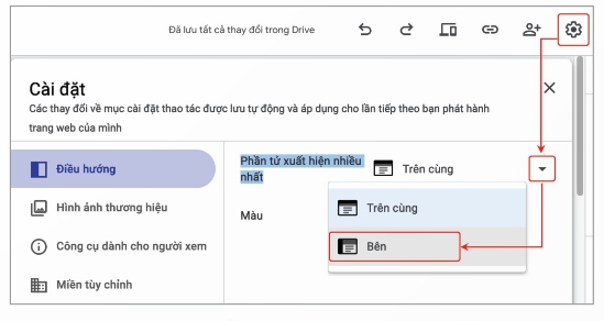 Thiết lập bảng chọn dạng ≡ như trên điện thoại (Ảnh Sách KNTT)