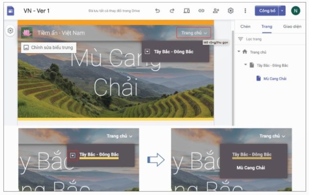 Truy cập bảng chọn của trang web (Ảnh Sách KNTT)