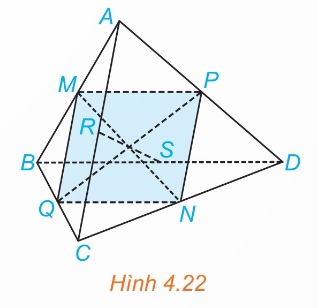 Tứ diện ABCD với 6 trung điểm (Ảnh Sách KNTT)