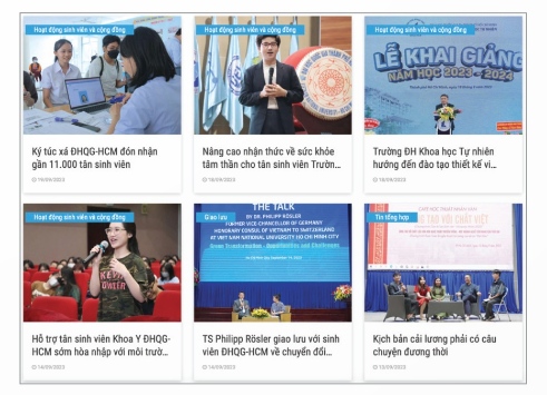 Ví dụ phần thân trang web Đại học Quốc gia TP. Hồ Chí Minh (Ảnh Sách KNTT)