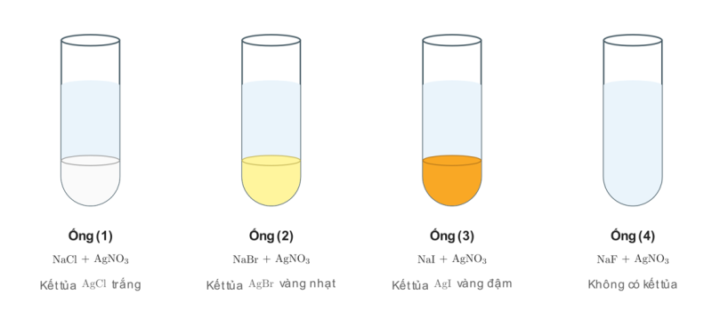Nhận biết và định lượng ion halide bằng dung dịch $\text{AgNO}_3$