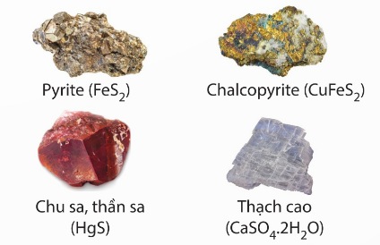 Các khoáng vật chủ yếu của sulfur trên vỏ Trái Đất (Ảnh Sách KNTT)