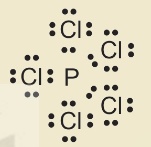 Công thức Lewis của $\text{PCl}_5$ minh hoạ ngoại lệ octet