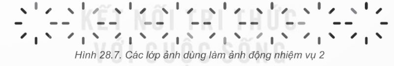Hình 28.7 – Các lớp ảnh dùng làm ảnh động (8 lớp, mỗi lớp tô đậm một nét khác nhau) (Ảnh Sách KNTT)