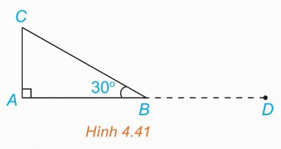 Hình 4.41 – tam giác ABC vuông tại A, góc B = 30°