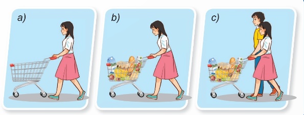 Hình minh họa đẩy xe chở hàng (a, b, c) (Ảnh Sách KNTT)