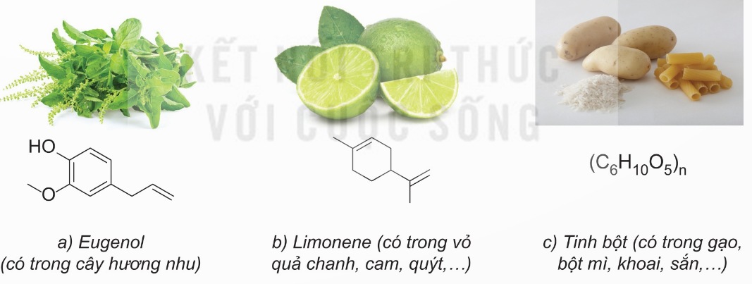 Một số hợp chất hữu cơ trong tự nhiên (Eugenol, Limonene, Tinh bột) (Ảnh Sách KNTT)