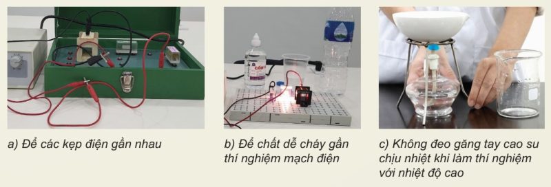 Một số tình huống thực hiện thí nghiệm trong phòng thực hành (Ảnh Sách KNTT)