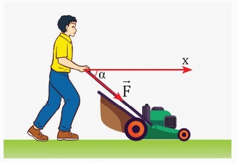 Người đẩy xe hàng, lực hợp góc α với phương ngang