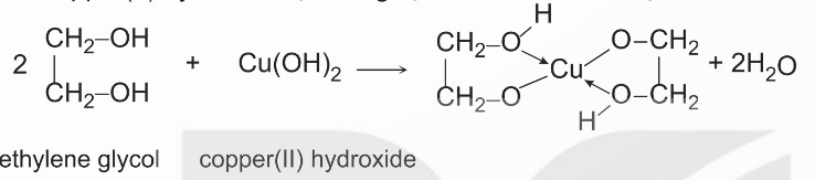 Phương trình phản ứng ethylene glycol với Cu(OH)₂ tạo phức màu xanh lam