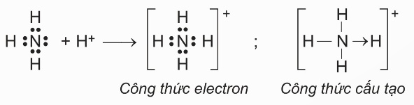 Sơ đồ tạo thành ion $\text{NH}_4^+$