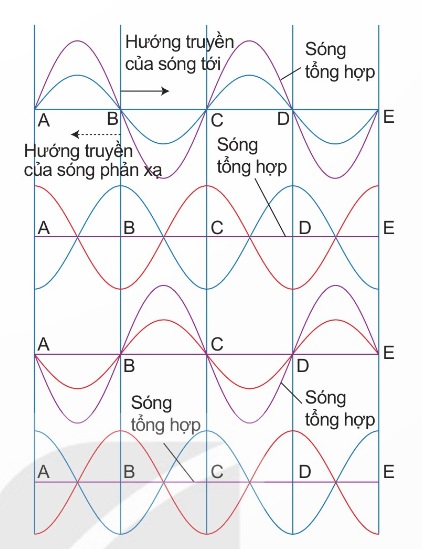 Sóng tới và sóng phản xạ tạo thành sóng dừng (Ảnh Sách KNTT)