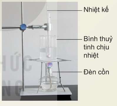 Thí nghiệm đo nhiệt độ sôi của nước (Ảnh Sách KNTT)