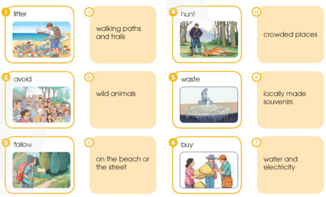 Match each verb on the left with a phrase on the right