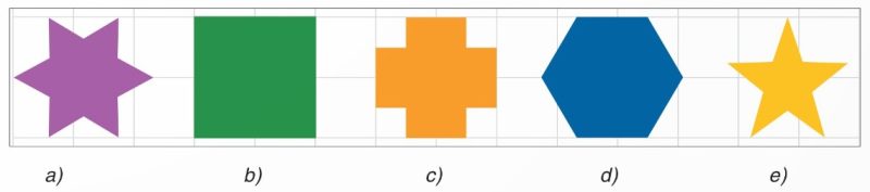 5 hình phẳng a, b, c, d, e