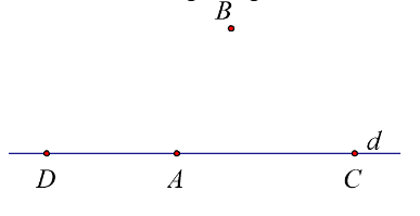 Các điểm D, A, C trên d và B ngoài d