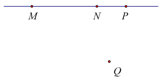 M, N, P thẳng hàng, Q ở ngoài