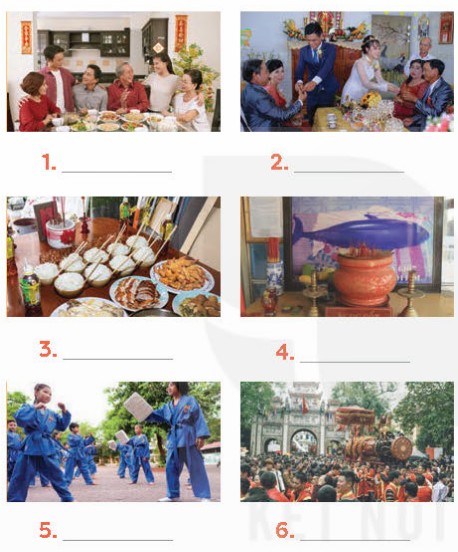 Task 1: Write a phrase from the box under each picture (Trang 52)