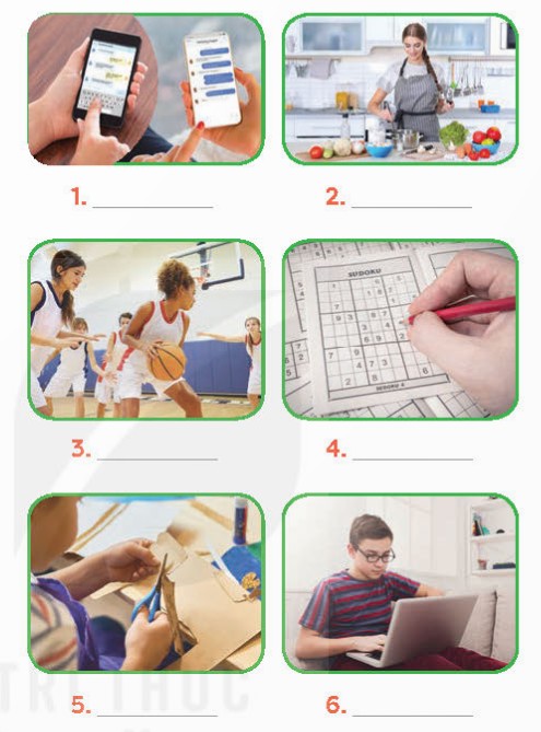 Work in pairs. Write the activities from the box under the correct pictures