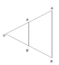 Hình vẽ đoạn AB, tâm O, đoạn A'B'
