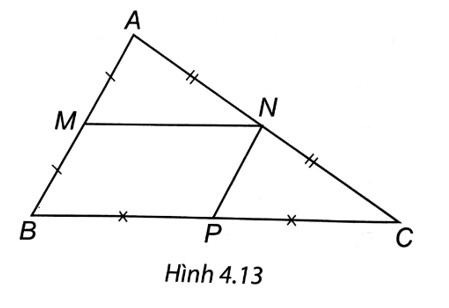 Hình tam giác ABC, M trung điểm AB, N trung điểm AC, P trung điểm BC