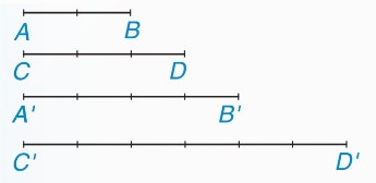 Hình 4.3 SGK — bốn đoạn thẳng AB, CD, A'B', C'D'