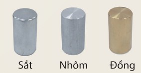 Các thỏi sắt, nhôm, đồng có cùng thể tích)