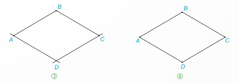 Các bước vẽ hình thoi ABCD có cạnh 3 cm