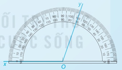 Đo góc xOy = 110° bằng thước đo góc