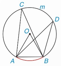 đường tròn O, cung AmB, góc nội tiếp ACB và ADB