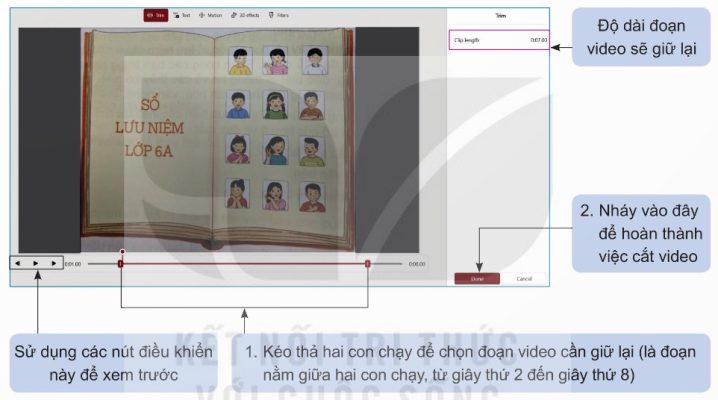 Hình 10b.7 – Các thao tác cắt ngắn đoạn video