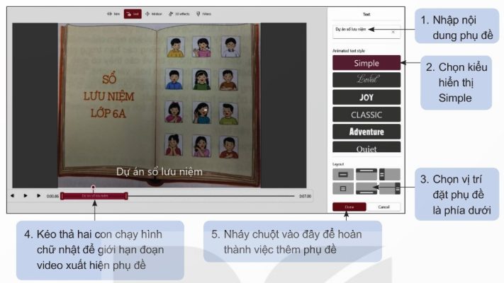 Hình 11b.6 – Các thao tác thêm phụ đề