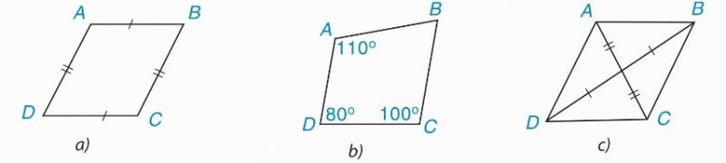 Hình 3.34 — ba tứ giác nhận biết hình bình hành