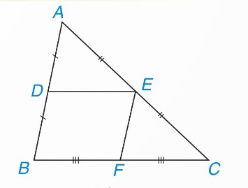 Hình 4.15 SGK — tam giác ABC với đường trung bình DE
